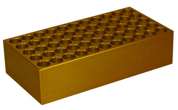 Aluminum heating/cooling block for 1.5 mL cryogenic tubes, 55-wells