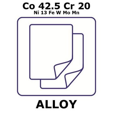 Havar&#174; - high-strength non-magnetic alloy, Co42.5Cr20Ni13FeWMoMn foil, 50 x 50mm, 0.075mm thickness, as rolled, light tight (lt)