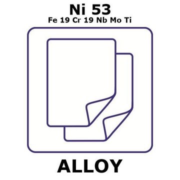 Inconel&#174; alloy 718 - heat resisting alloy, Ni53Fe19Cr19NbMoTi foil, 100 x 100mm, 0.25mm thickness, annealed