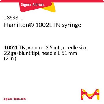 Hamilton&#174; 1002LTN 注射器 1002LTN, volume 2.5&#160;mL, needle size 22 ga (blunt tip), needle L 51&#160;mm (2&#160;in.)