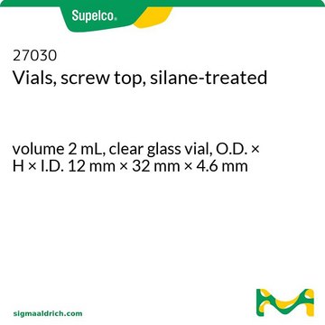 Vials, screw top, silane-treated volume 2&#160;mL, clear glass vial, O.D. × H × I.D. 12&#160;mm × 32&#160;mm × 4.6&#160;mm