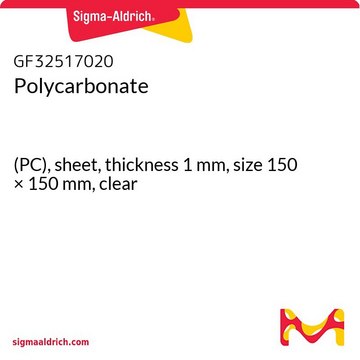 Polycarbonate (PC), sheet, thickness 1&#160;mm, size 150 × 150&#160;mm, clear