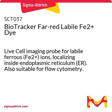 BioTracker Far-red Labile Fe2+染料 Live Cell imaging probe for labile ferrous (Fe2+) ions, localizing inside endoplasmic reticulum (ER). Also suitable for flow cytometry.