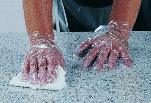 Polyethylene gloves size L, wrist length