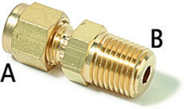 Swagelok&#174; Connector to Male NPT brass, 1/8 in. Swagelok, 1/8 in. male NPT, 200-1-2