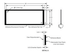 Grace Bio-Labs HybriWell-FL™ sealing system, Fluor-"friendly" adhesive chamber chamber volume 280-330 μL, L × W × thickness 22 mm × 60 mm × 0.25 mm, port diam. 1.5 mm
