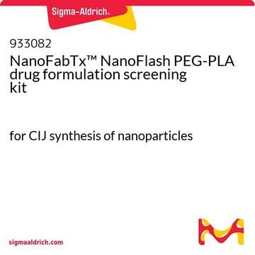 NanoFabTx&#8482; NanoFlash PEG-PLA drug formulation screening kit for CIJ synthesis of nanoparticles