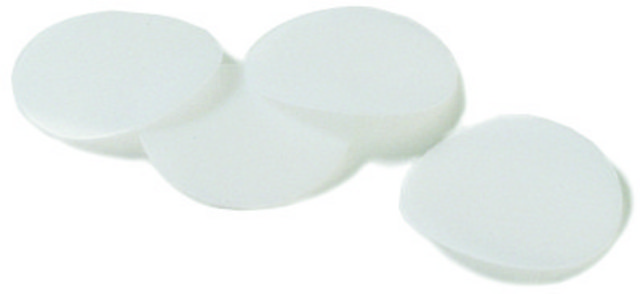 Cap liner, PTFE white PTFE liner, diam. × thickness 18&#160;mm × 0.010&#160;in., for use with 15&nbsp;mL vial, pkg of 100&#160;ea