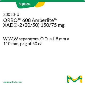 ORBO&#8482; 608 Amberlite&#8482; XAD&#174;-2 (20/50) 150/75 mg W,W,W separators, O.D. × L 8&#160;mm × 110&#160;mm, pkg of 50&#160;ea