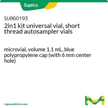 二合一套件&#65292;通用样品瓶&#65292;短螺纹自动进样器样品瓶 microvial, volume 1.1&#160;mL, blue polypropylene cap (with 6 mm center hole)