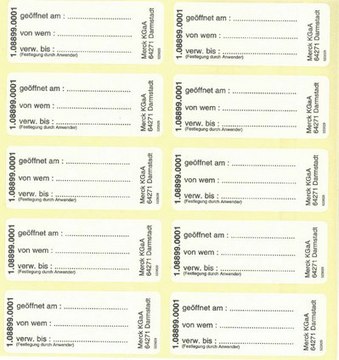 Labels Ge&#246;ffnet am /verw. bis pkg of 100&#160;labels (adhesive)