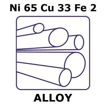 Monel&#174; alloy 400, Ni65Cu33Fe2 rod, 500mm x 12.7mm diameter, as drawn