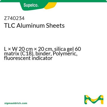 TLC Aluminum Sheets L × W 20&#160;cm × 20&#160;cm, silica gel 60 matrix (C18), binder, Polymeric, fluorescent indicator