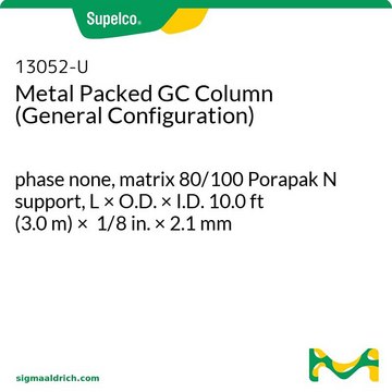 金属填充GC色谱柱（常规配置） phase none, matrix 80/100 Porapak N support, L × O.D. × I.D. 10.0&#160;ft (3.0&#160;m) × 1/8&#160;in. × 2.1&#160;mm