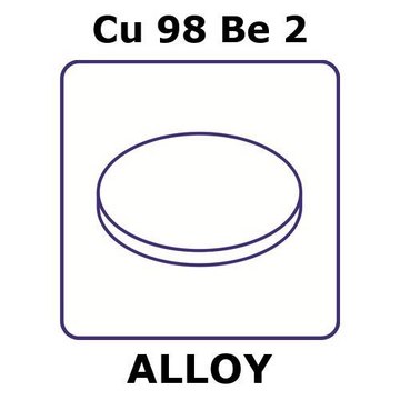 Copper-beryllium alloy, Cu98Be2 foil, 10mm disks, 0.0065mm thickness, as rolled