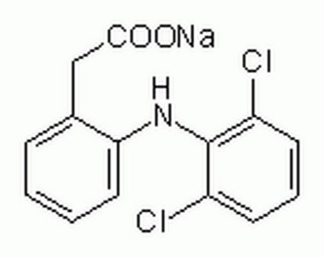 Diclofenac Sodium A cell-permeable, non-selective cyclooxygenase inhibitor (IC&#8325;&#8320; = 60 nM and 200 nM for ovine COX-1 and COX-2 respectively) and potent non-steroidal anti-inflammatory drug with analgesic activity.