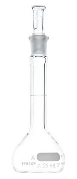 Pyrex&#174; volumetric flask, class A with Pyrex&#174; ST stopper capacity 25&#160;mL