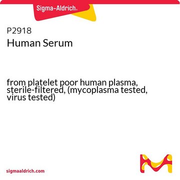 Human Serum from platelet poor human plasma, sterile-filtered, (mycoplasma tested, virus tested)