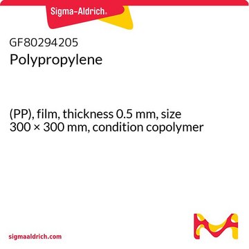 聚丙烯 (PP), film, thickness 0.5&#160;mm, size 300 × 300&#160;mm, condition copolymer