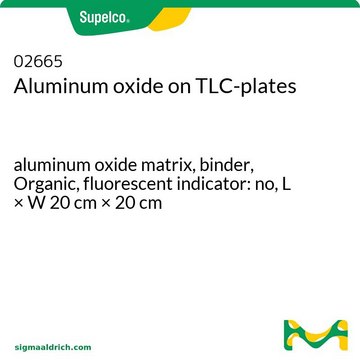 Aluminum oxide on TLC-plates aluminum oxide matrix, binder, Organic, fluorescent indicator: no, L × W 20&#160;cm × 20&#160;cm