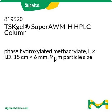 TSK-GEL&#174; 体积排阻（PW 类型）高效液相色谱柱 phase hydroxylated methacrylate, L × I.D. 15&#160;cm × 6&#160;mm, 9&#160;&#956;m particle size