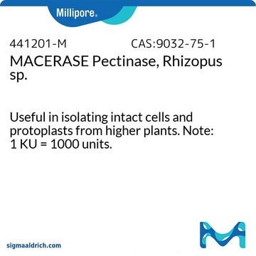 MACERASE果胶酶, 根瘤菌科 Useful in isolating intact cells and protoplasts from higher plants. Note: 1 KU = 1000 units.