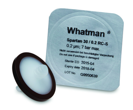 Whatman&#174; Spartan&#174; syringe filters Spartan 13 mm syringe filter, regenerated cellulose, 0.45 &#956;m, with Mini-Tip outlet, 100/pk