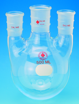 Ace three-neck round-bottom flasks vertical, capacity 1,000&#160;mL, center joint: ST/NS 29/42, side Joints: ST/NS 24/40 (2)