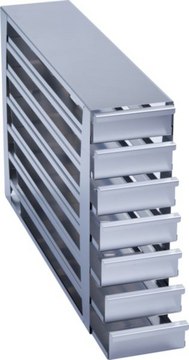 Eppendorf&#174; Upright Freezer Rack Holds 28 x boxes (2 in.), (4&nbsp;x&nbsp;7) configuration, stainless steel, drawer