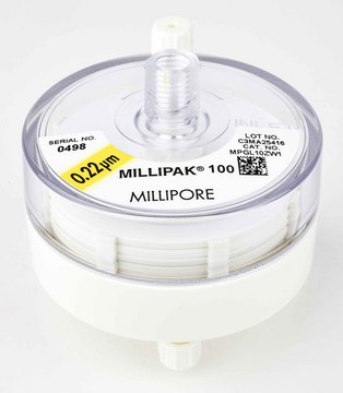 Millipak&#174;过滤器 Removes bacteria from pure water before entering the analyzer., For use with AFS&#174; systems