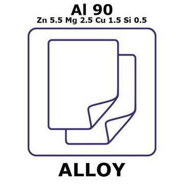 铝合金 7075，Al90Zn5.5Mg2.5Cu1.5Si0.5 foil, 150 x 150mm, 0.4mm thickness, t6