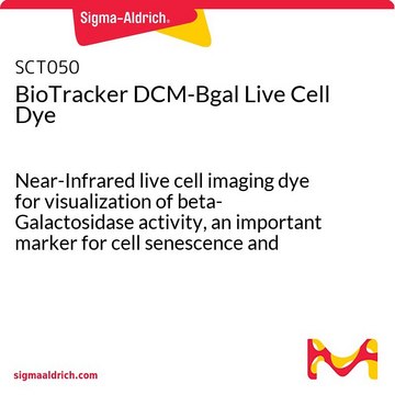 BioTracker DCM-Bgal Live Cell Dye Near-Infrared live cell imaging dye for visualization of beta-Galactosidase activity, an important marker for cell senescence and primary ovarian cancers.