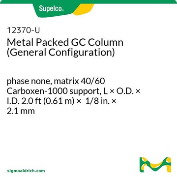 Metal Packed GC Column (General Configuration) phase none, matrix 40/60 Carboxen-1000 support, L × O.D. × I.D. 2.0&#160;ft (0.61&#160;m) × 1/8&#160;in. × 2.1&#160;mm