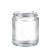 Wheaton wide-mouth bottle clear soda-lime glass bottle, capacity 125 mL, white polypropylene cap, (PTFE faced LDPE liner), case of 24 ea
