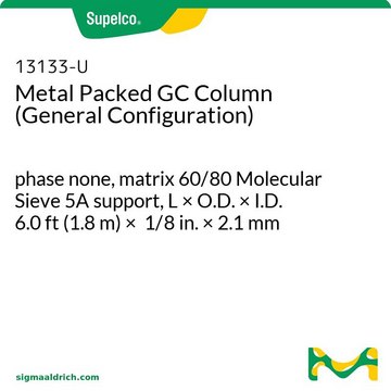 Metal Packed GC Column (General Configuration) phase none, matrix 60/80 Molecular Sieve 5A support, L × O.D. × I.D. 6.0&#160;ft (1.8&#160;m) × 1/8&#160;in. × 2.1&#160;mm