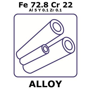 Fecralloy - Iron-Chromium, Fe72.8Cr22Al5Y0.1Zr0.1 100mm tube, 15mm outside diameter, 1.5mm wall thickness, 12mm inside diameter