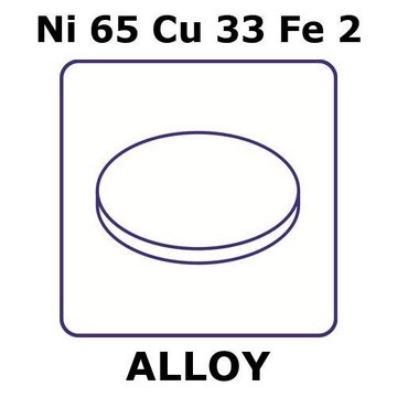 Monel&#174; alloy 400, Ni65Cu33Fe2 foil, 4mm disks, 0.030mm thickness, annealed