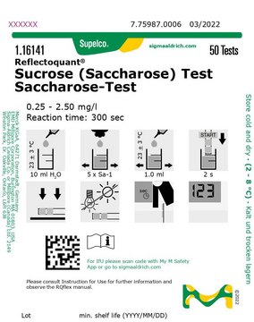 Sucrose (Saccharose) Test reflectometric, 0.25-2.50&#160;g/L (sucrose), for use with REFLECTOQUANT&#174;