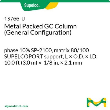 Metal Packed GC Column (General Configuration) phase 10% SP-2100, matrix 80/100 SUPELCOPORT support, L × O.D. × I.D. 10.0&#160;ft (3.0&#160;m) × 1/8&#160;in. × 2.1&#160;mm