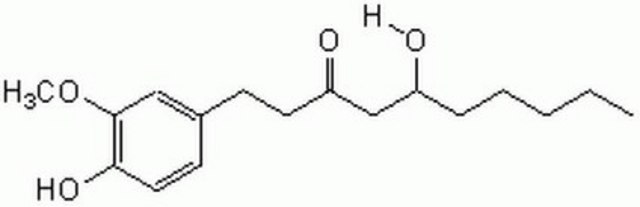 [6]-Gingerol, Zingiber officinale An antitumor, apoptosis-inducing compound of the ginger family that blocks EGF-induced cell transformation by inhibiting the activation of Activator Protein-1 (AP-1).