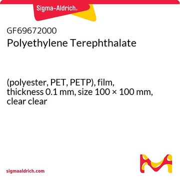 Polyethylene Terephthalate (polyester, PET, PETP), film, thickness 0.1&#160;mm, size 100 × 100&#160;mm, clear clear