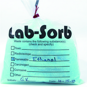 Lab-Sorb&#8482; granules absorbs aqueous or mixed aqueous and organic solvent waste