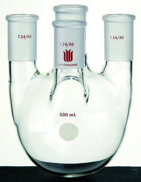 Synthware&#8482; four-neck round-bottom flask with vertical side necks capacity 1,000&#160;mL, center joint: ST/NS 24/40, side joint: ST/NS 24/40