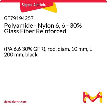 Polyamide - Nylon 6, 6 - 30% Glass Fiber Reinforced (PA 6,6 30% GFR), rod, diam. 10&#160;mm, L 200&#160;mm, black