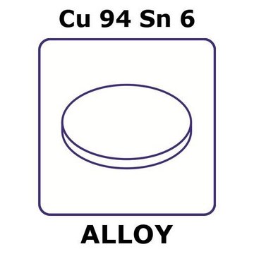 Phosphor bronze alloy, Cu94Sn6 foil, 15mm disks, 0.005mm thickness, as rolled