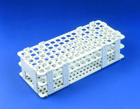 Indexed rack white polypropylene, sterilization compatible with autoclavable