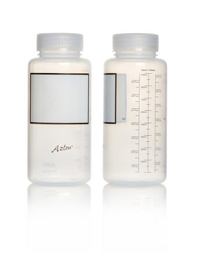 Azlon Polypropylene Graduated Wide Neck Round Bottle with Write-On Panel round translucent polypropylene bottle, screw cap, capacity 1000&#160;mL