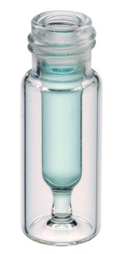 Interlocked&#8482; vial with fused glass insert, screw top volume 0.3&#160;mL, clear glass vial, thread for 9 mm, pkg of 100&#160;ea