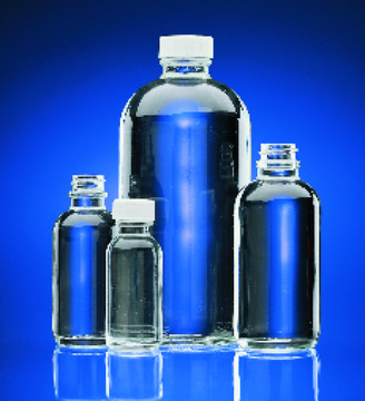 Wheaton narrow mouth bottles with caps capacity 32&#160;oz (1000&#160;mL), clear, black plastic cap, Poly-Seal&#174; cone liner