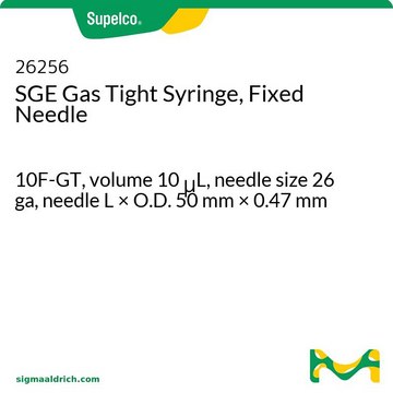 SGE Gas Tight Syringe, Fixed Needle 10F-GT, volume 10&#160;&#956;L, needle size 26 ga, needle L × O.D. 50&#160;mm × 0.47&#160;mm